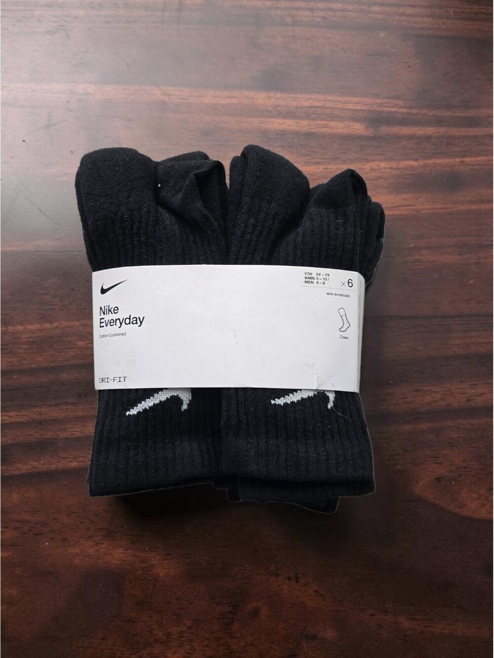 Nike Everyday Crew Socks 6-Pack Black Size M
